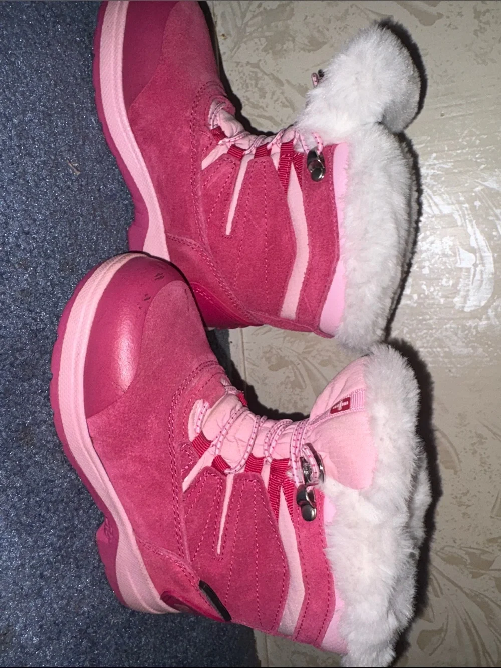 3M Thinsulate Pink Kids Winter Boots with Faux Fur Cuff